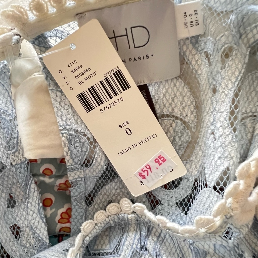 NWT amazing Anthropologie lace blouse top blue sz 0 - Picture 11 of 12